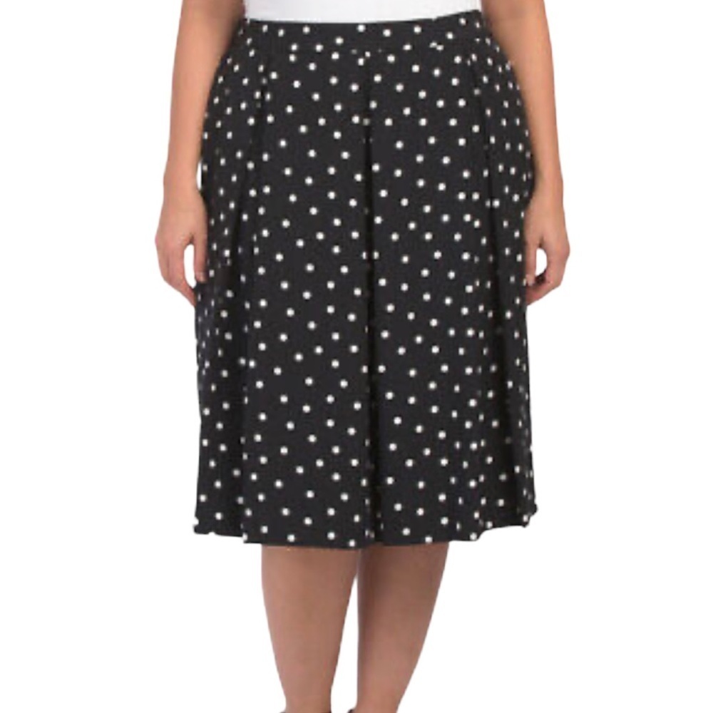 Tahari Polka Dot Skirt Black
